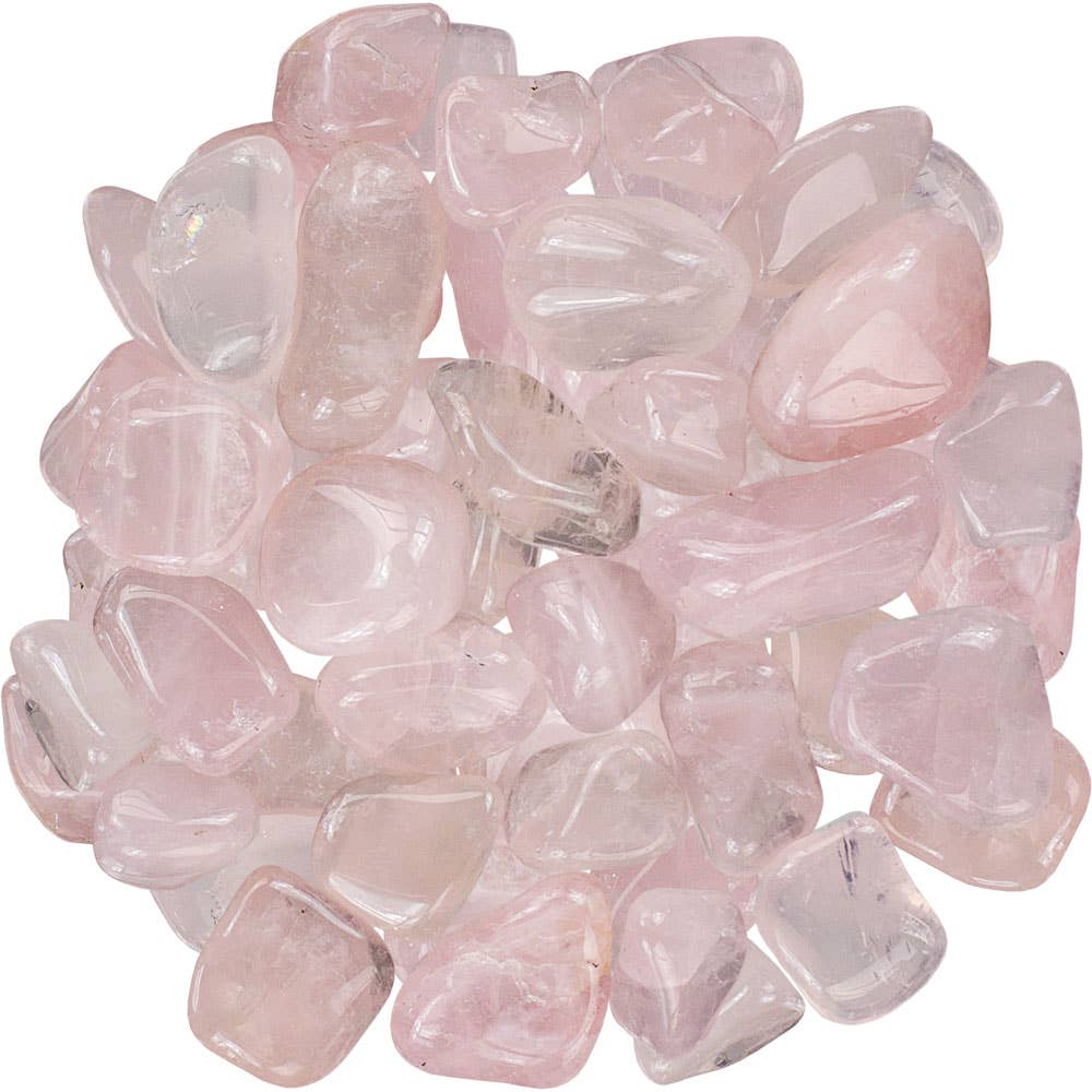 Pink tumbled stones on a white background