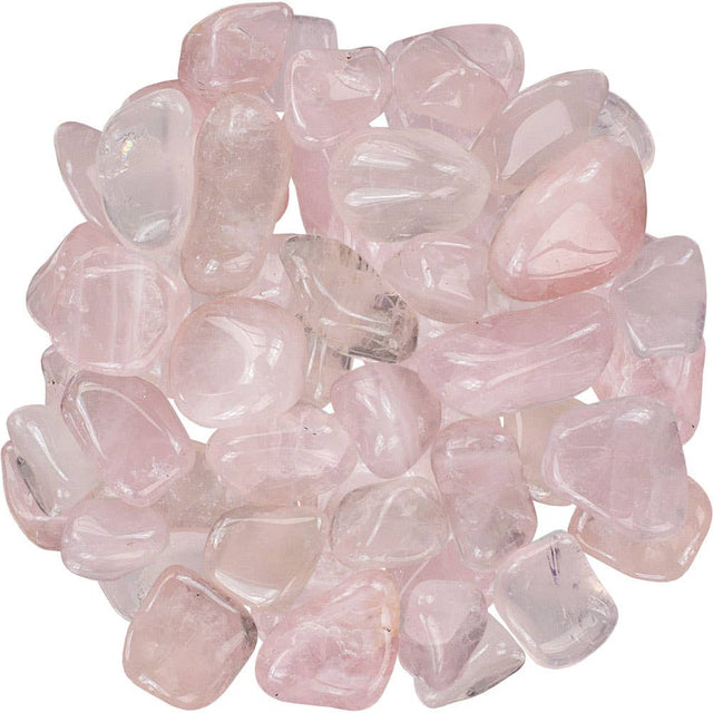 Pink tumbled stones on a white background