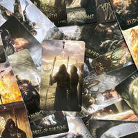 Collection of tarot cards with various illustrations and text