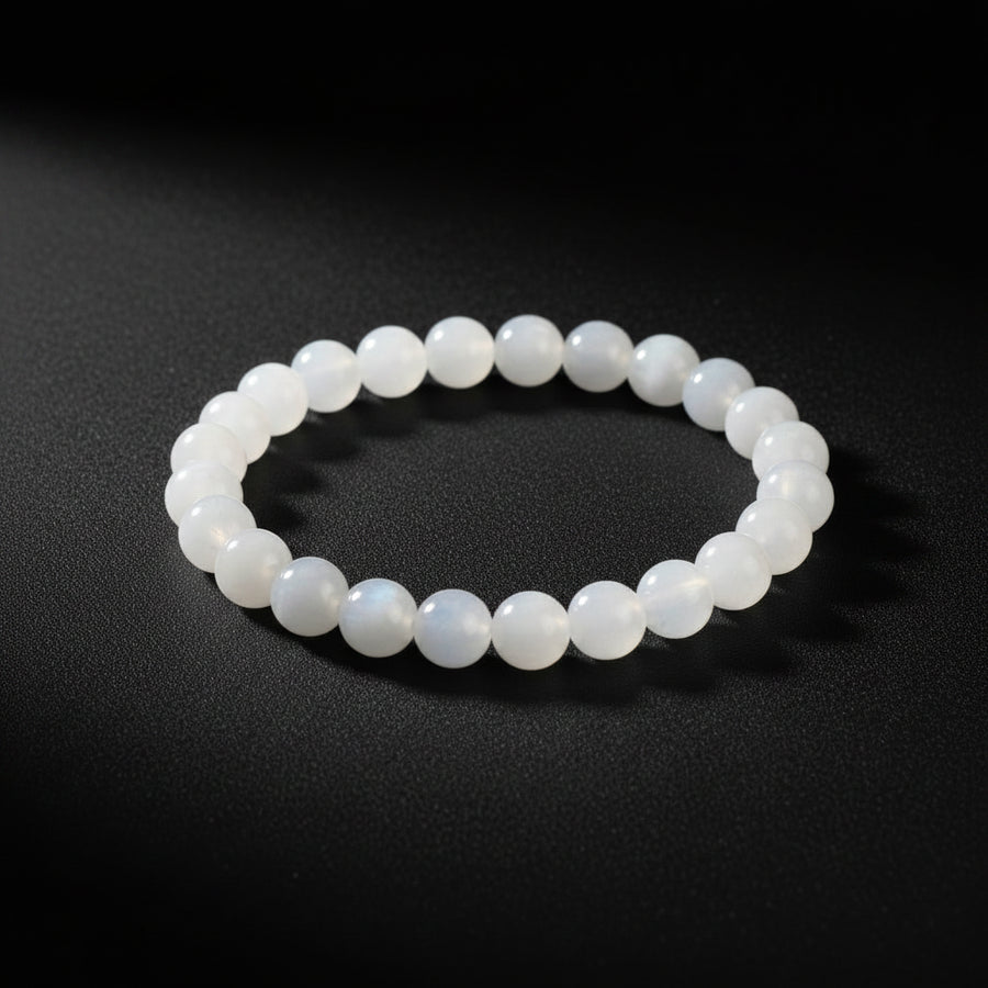 Satin Spar Gypsum Beaded Bracelet (Selenite)