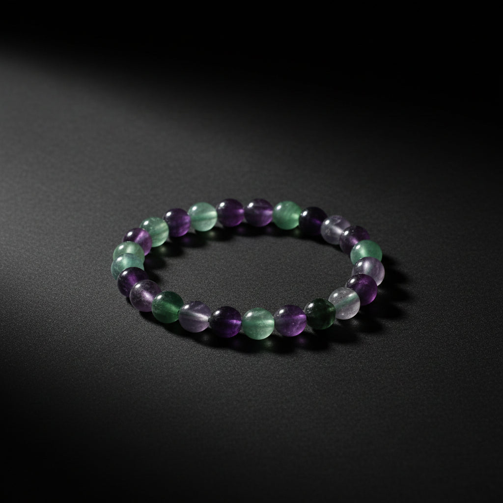 Rainbow fluorite beaded stretch bracelet