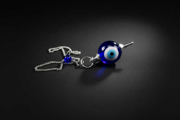 Sephoroton pendulum with evil-eye charm and metal accents