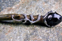 Serpentbound Sky Wand – Twisted Wood with Serpent Motif