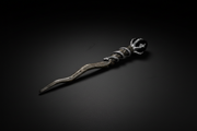 Serpentbound Sky wand with twisted wood design and serpent motif