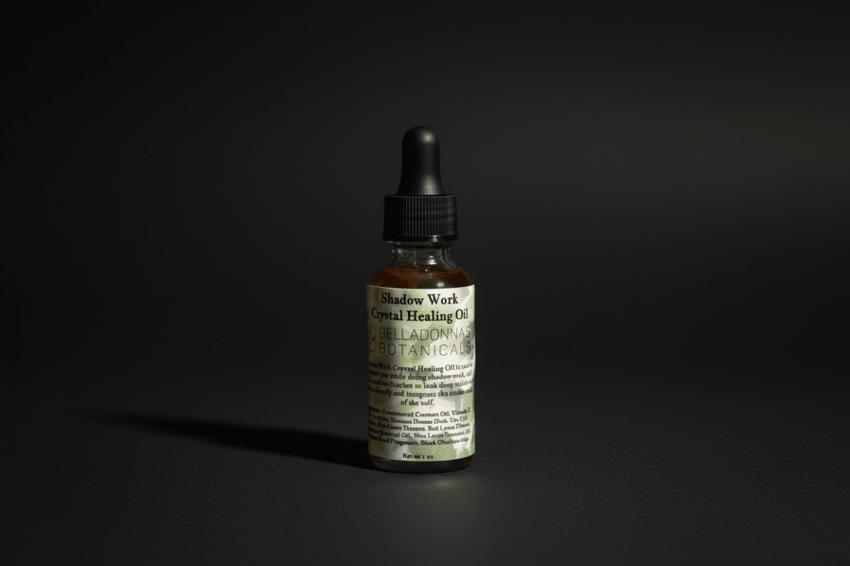 Shadow Work Crystal Ritual Oil bottle for introspection and reflection practices