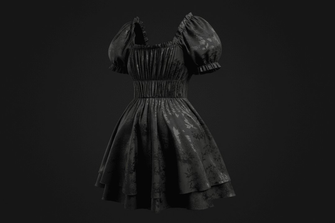 Shimmering Noir black floral gothic dress