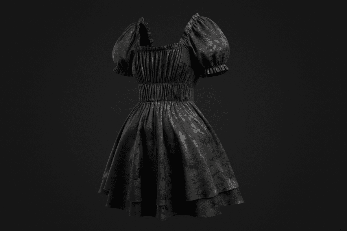 Shimmering Noir Floral Dress – Dark Elegance with Sparkle