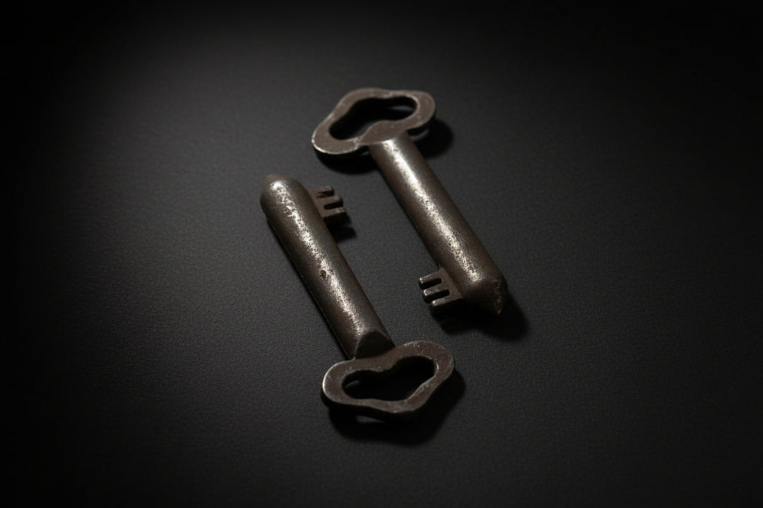 Ornate decorative skeleton key with shaped bow