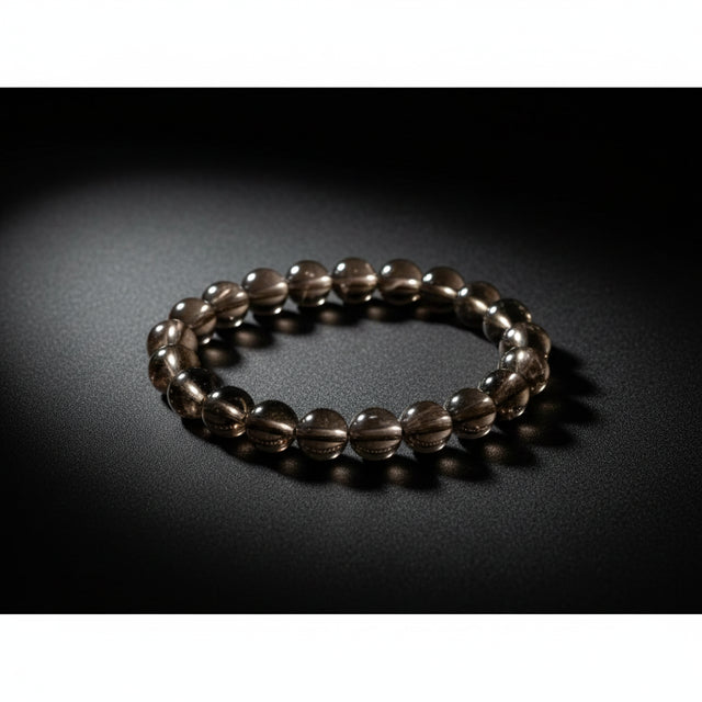 Smoky Quartz round-bead stretch bracelet