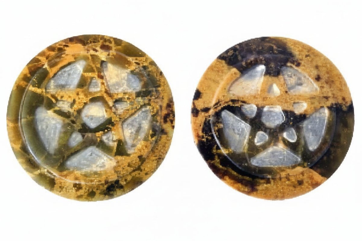 Soapstone pentacle altar tile from alternate angle
