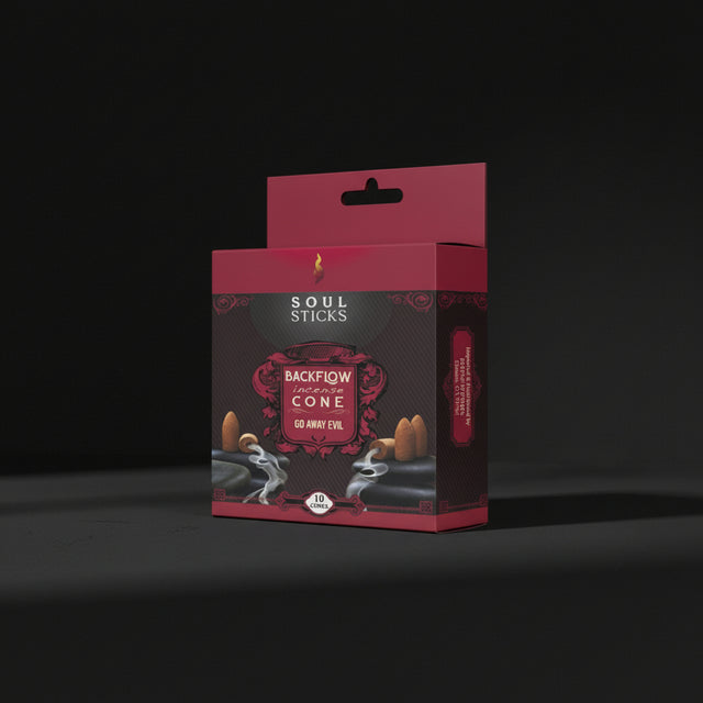 Soul Sticks Go Away Evil backflow incense cones package