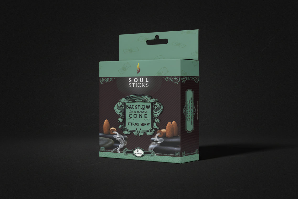 Soul Sticks Money Intention backflow incense cones package