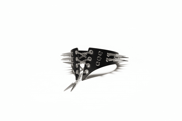 Spiked Leather Choker Collar – Edgy Occult Statement