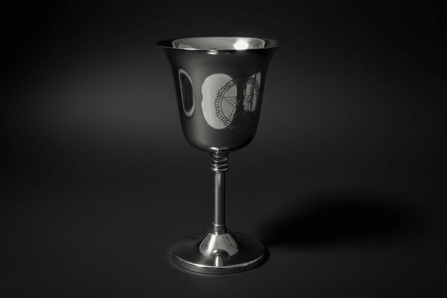 Stainless steel chalice with engraved pentacle