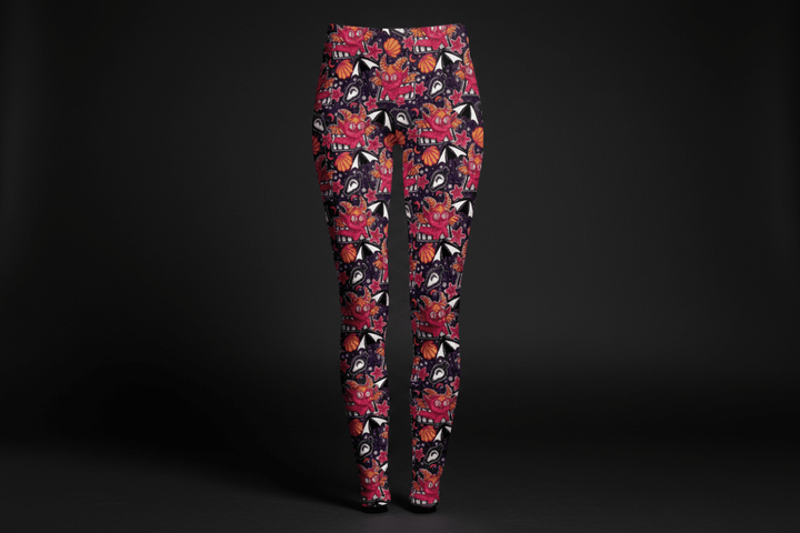 Summer Baphomet leggings with colorful occult print