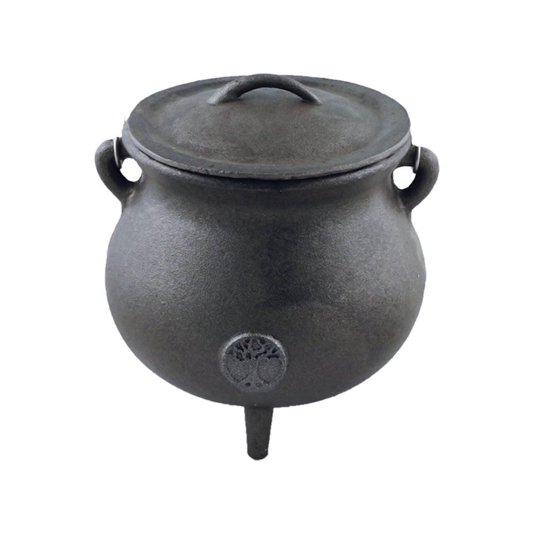 Tree of Life cast iron cauldron shown from an alternate angle