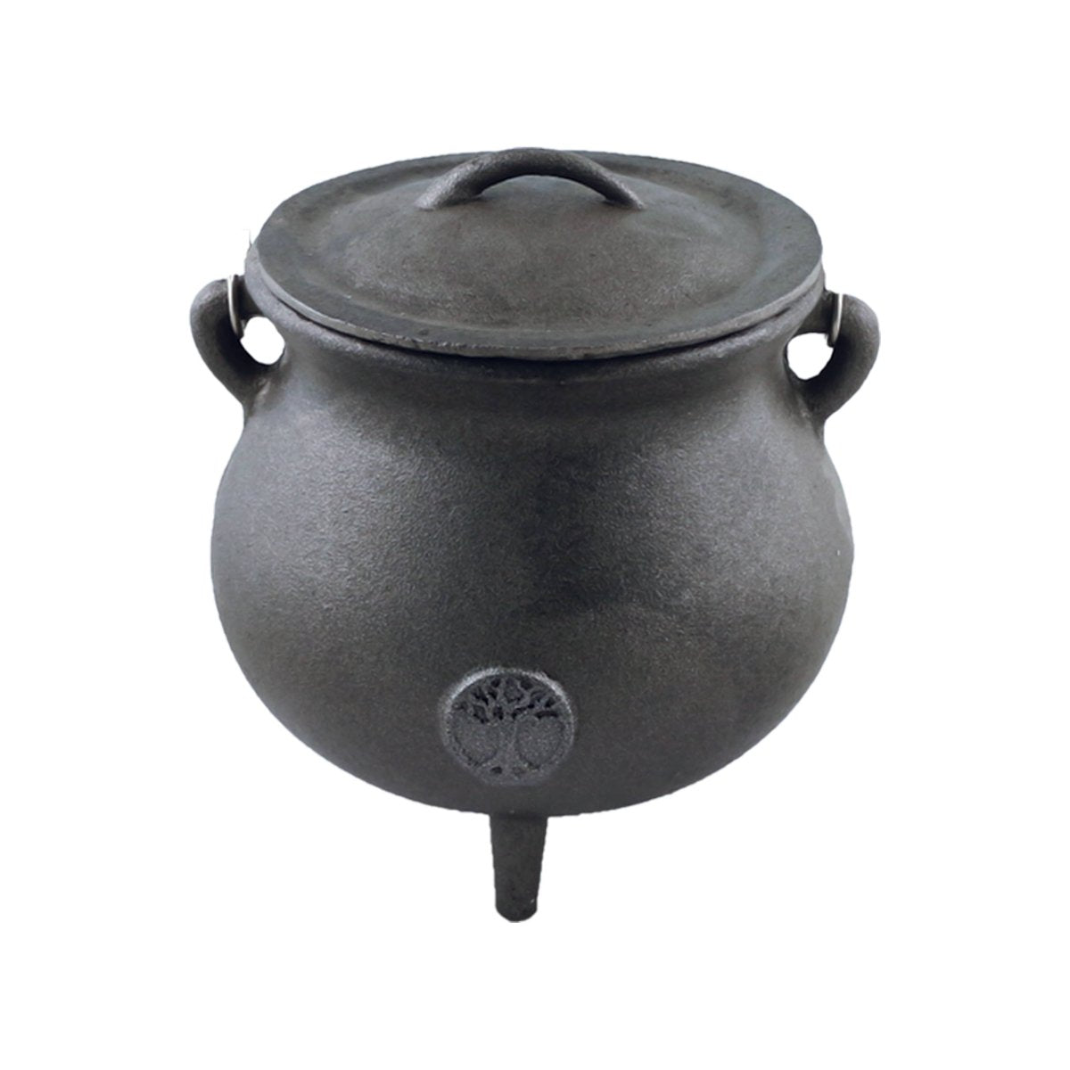 Tree of Life cast iron cauldron shown from an alternate angle