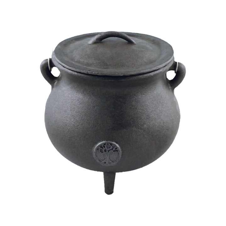 Tree of Life cast iron cauldron shown from an alternate angle