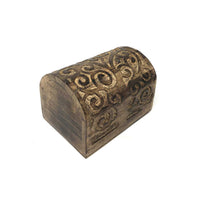 Bronze decorative box with intricate patterns on a white background
