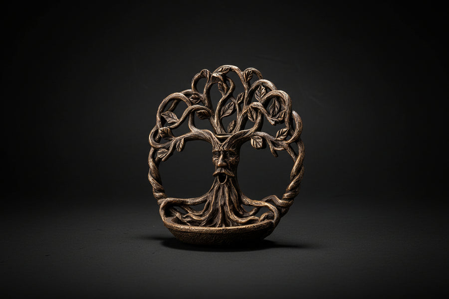 Tree of Life Greenman Backflow Incense Burner