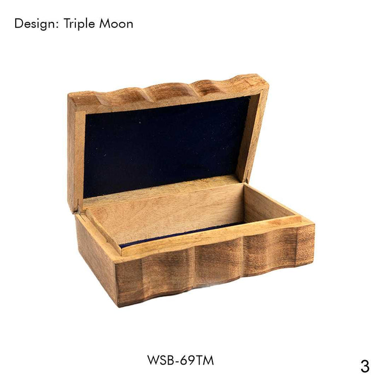 Triple Moon Altar Box – 6x9" Wooden Storage Chest