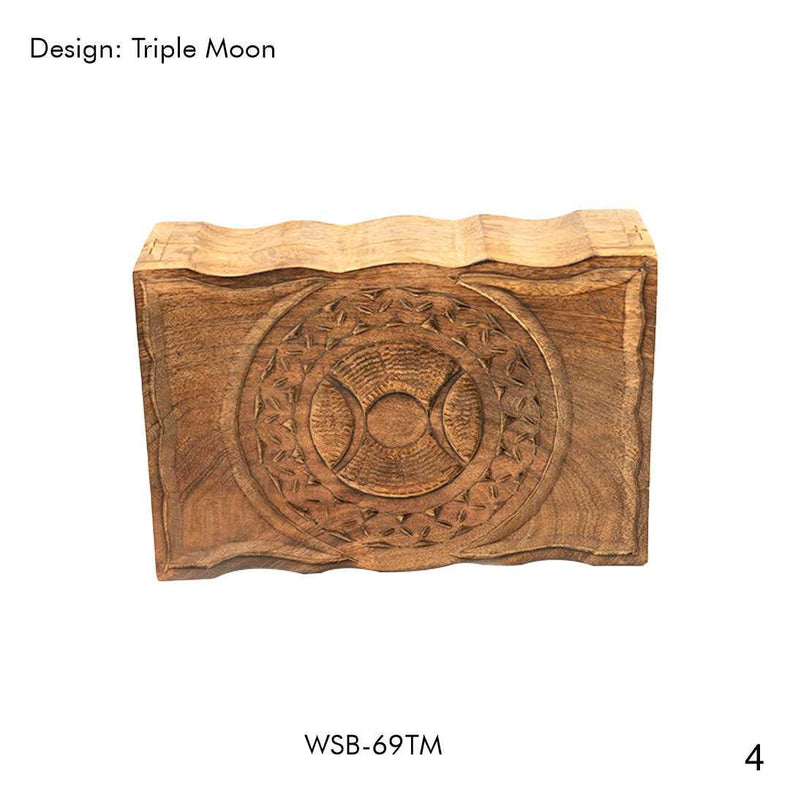 Triple Moon Altar Box – 6x9" Wooden Storage Chest