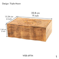 Triple Moon Altar Box – 6x9" Wooden Storage Chest