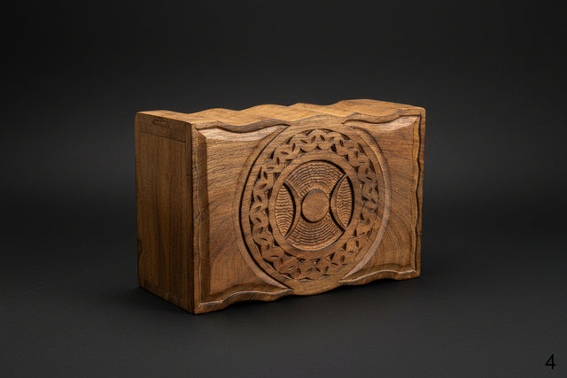 Triple Moon wooden altar storage box