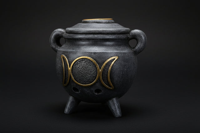Triple Moon cauldron backflow incense burner