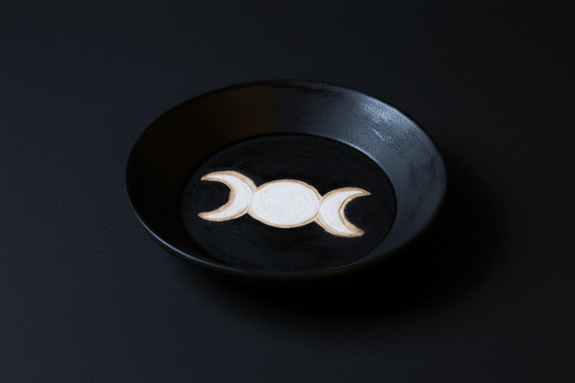 Triple Moon ceramic offering plate