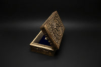 Triple Moon pentacle wooden altar storage box alternate view