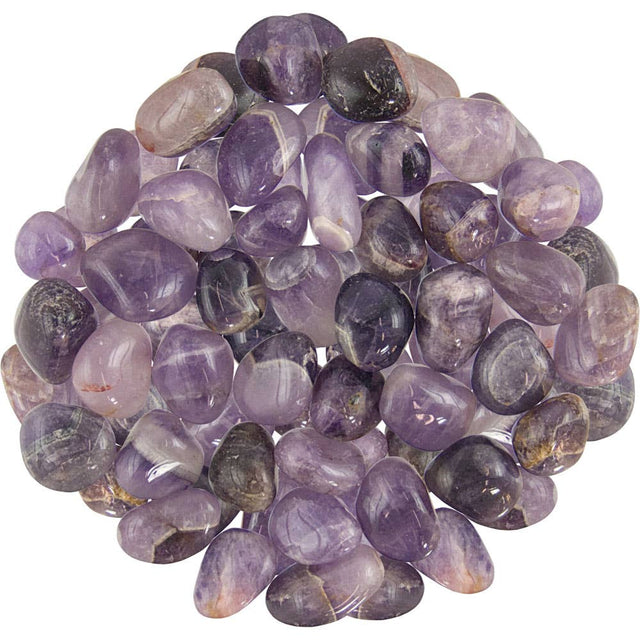 Amethyst stones on a white background