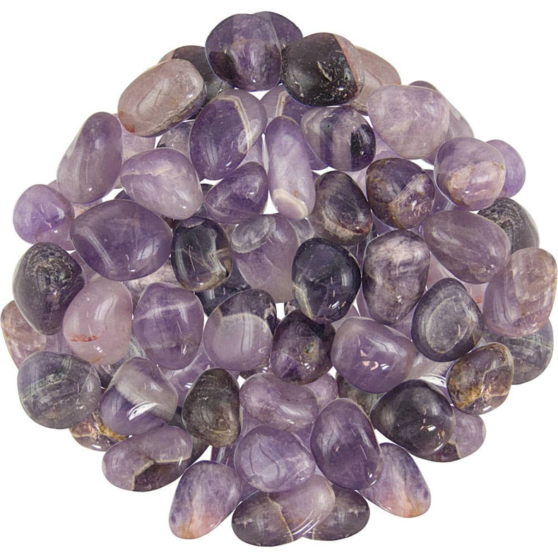 Amethyst stones on a white background