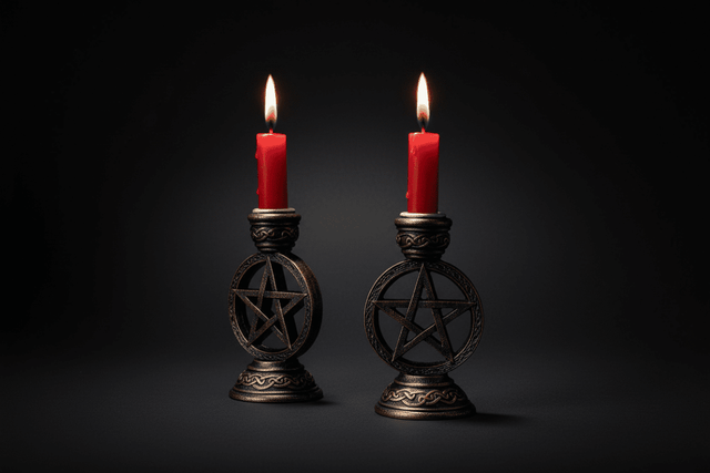 Pair of Wiccan pentagram candle holders