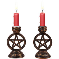 Wiccan Pentagram Candle Holder Pair – Altar Balance & Protection
