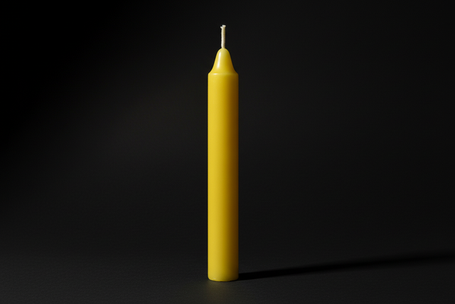 Yellow chime candle on a plain background